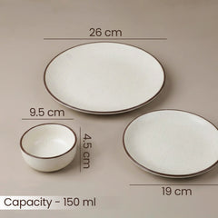 Dinner Sets Creme Matte Ceramic 24 Piece Set for Family Dining