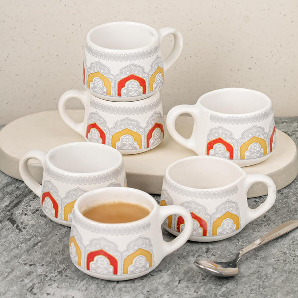 Imperial Ceramic Tea Cup Set of 6, 150 ML - The Earth Store - Tea Cups