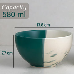 Dual Tone Teal Italian Ceramic Bowl Set of 4