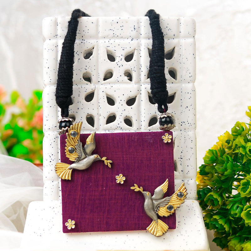 Magenta Avian Necklace Gold Chik Design - The Earth Store - Fashion Accessories