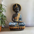 Majestic Meditating Buddha Statue Black Blue