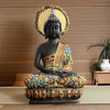 Majestic Meditating Buddha Statue Black Silver