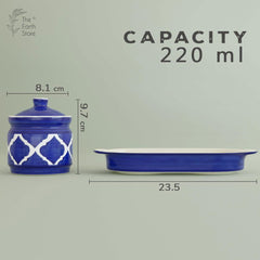 Moroccan Blue Pickle Jar with Spoon and Tray (Set of 2) - The Earth Store - Multipurpose Jars