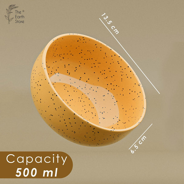 Mustard Marble Ceramic Bowl Set Of 4 - The Earth Store - Bowl