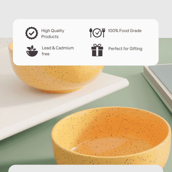 Mustard Marble Ceramic Bowl Set Of 4 - The Earth Store - Bowl