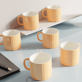 Orange Fringe Ceramic Tea Cups Set of 6, 200 ML | Microwave and Dishwasher Safe Coffee Cup