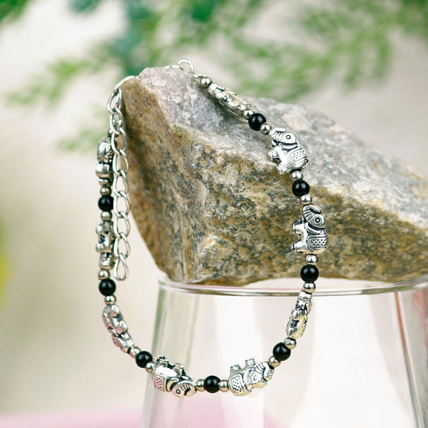 Oxidized Elephant Chain Link Bracelet - The Earth Store - Fashion Accessories