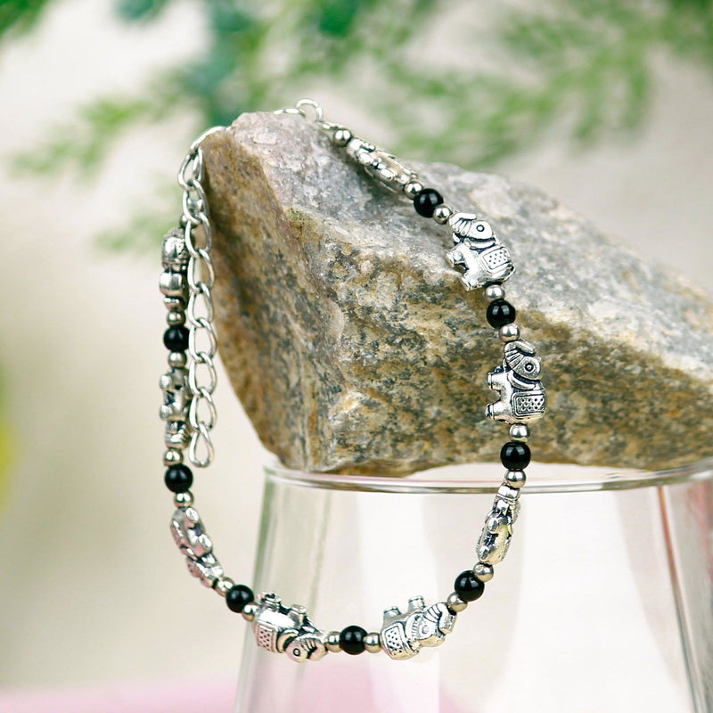 Oxidized Elephant Chain Link Bracelet - The Earth Store - Fashion Accessories