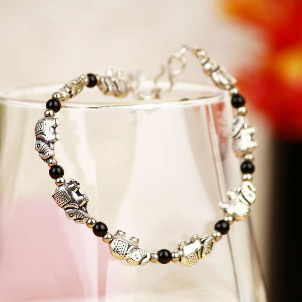 Oxidized Elephant Chain Link Bracelet - The Earth Store - Fashion Accessories