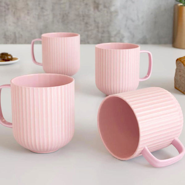 Pastel Fringe Pink Ceramic Coffee (Set of 4) - The Earth Store - Mug Set