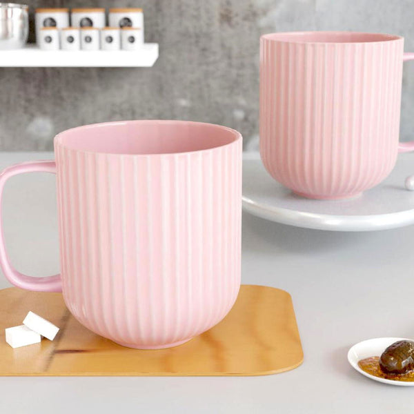 Pastel Fringe Pink Ceramic Coffee (Set of 4) - The Earth Store - Mug Set