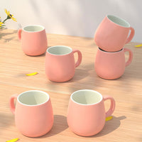 Pink Ceramic Ovule Shape Cups Set of 6  (Set of 6)