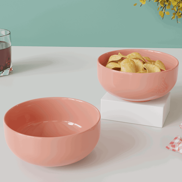 Pink Marble Ceramic Bowl Set Of 2 - The Earth Store - Bowl