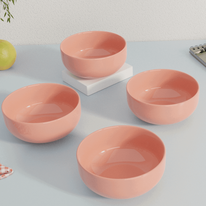 Pink Marble Ceramic Bowl Set Of 4 - The Earth Store - Bowl