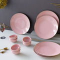 Pink Marble Ceramic Dinner Set - 12 pieces ( 6 Plates + 6 Bowls )