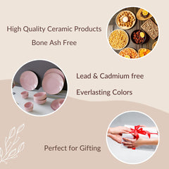 Pink Marble Ceramic Dinner Set - 12 pieces ( 6 Plates + 6 Bowls ) - The Earth Store - Dinnerware