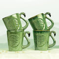 Pottery Green Flamingo Coffee Mug  (Set of 4)