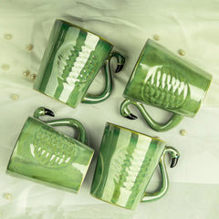 Pottery Green Flamingo Coffee Mug (Set of 4) - The Earth Store - Mug Set