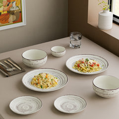 Brown Spiral Ceramic Dinner Plates Set of 4 (10.5