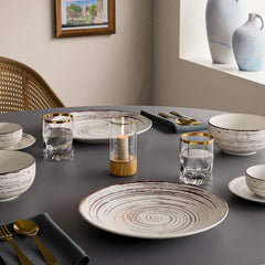Brown Spiral Ceramic Dinner Plates Set of 4 (10.5
