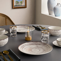 Brown Spiral Ceramic Dinner Plates Set of 6