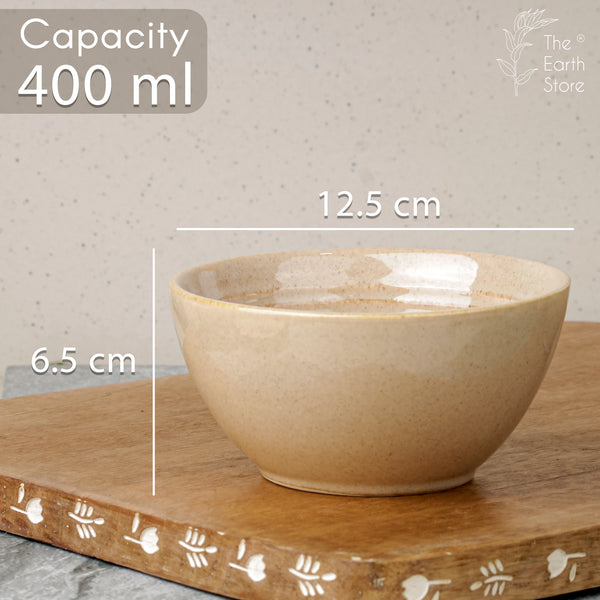 Sage Cream Ceramic Bowls and Tea Cup Combo | Microwave and Dishwasher Safe