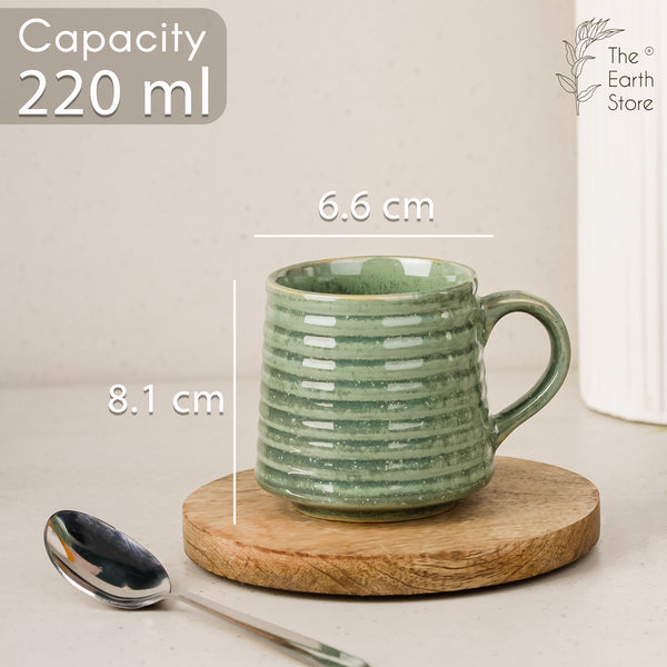 Sage Green Ceramic Bowls and Tea Cup Combo | Microwave and Dishwasher Safe