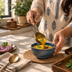 Glam Blue Ceramic Bowl Set of 4 with Stand
