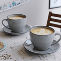 Grey Marble Cappuccino Cup Saucer Set Of 2