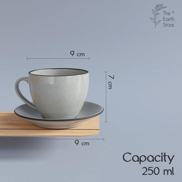 Grey Marble Cappuccino Cup Saucer Set Of 2 - The Earth Store - Cup Sets