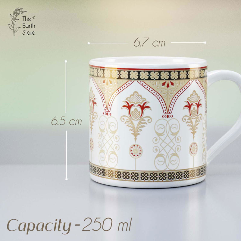 Set Of 6 Golden Dmask Tea Cup - The Earth Store - Tea Cups