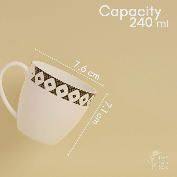 Set Of 6 Opal White Bone China Tea Cup - The Earth Store - Tea Cups