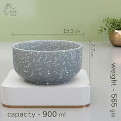 Set of 2 Grey Marble 900ml Ceramic Bowl - The Earth Store - Bowl
