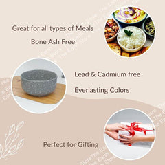 Set of 2 Grey Marble 900ml Ceramic Bowl - The Earth Store - Bowl