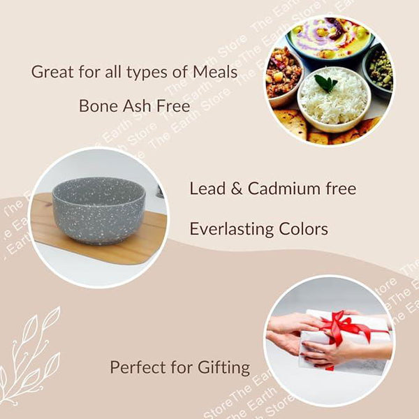 Set of 2 Grey Marble 900ml Ceramic Bowl - The Earth Store - Bowl