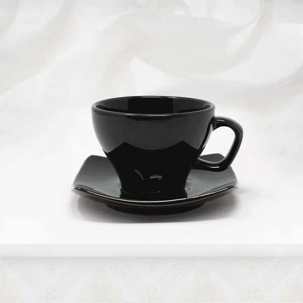 Set of 6 Black Ceramic Tea Cup Set with Saucer - The Earth Store - Tea Sets