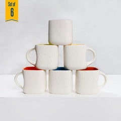 Set of 6 Ceramic Tea Cups - White Matte - The Earth Store - Cup Sets