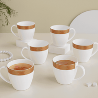 Floral White Bone China Tea Cup Set of 6