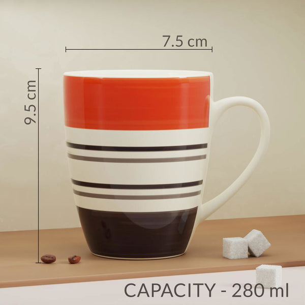 Orange Black Line Mug Set of 6 - The Earth Store - Mugs