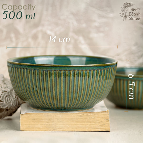 Glam Green Ceramic Bowl Set of 4