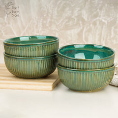 Glam Green Ceramic Bowl Set of 4
