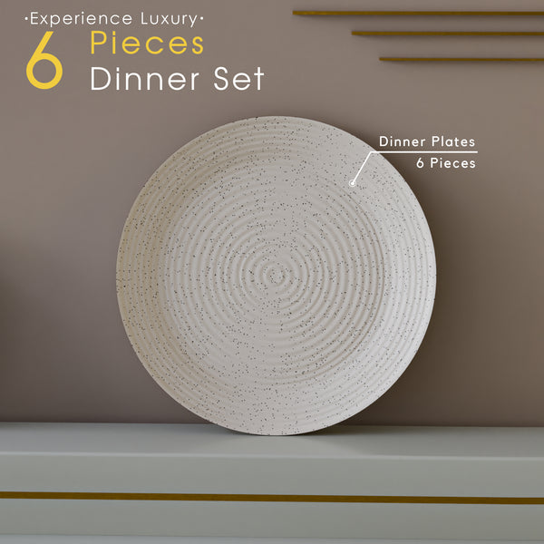 Spiral White Ceramic Dinner Plates Set of 6 – Chip-Resis