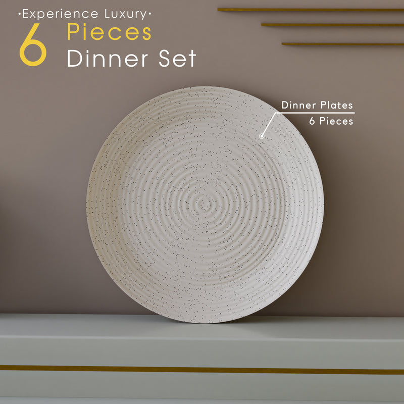 Spiral White Ceramic Dinner Plates Set of 6 – Chip-Resis