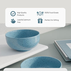Sky Blue Marble Ceramic Bowl Set Of 2 - The Earth Store - Bowl