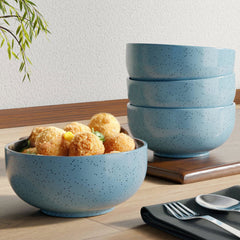 Sky Blue Marble Ceramic Bowl Set Of 4 - The Earth Store - Bowl