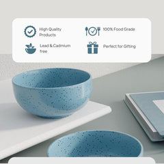 Sky Blue Marble Ceramic Bowl Set Of 4 - The Earth Store - Bowl