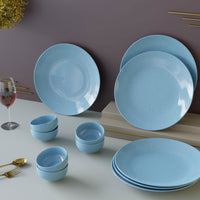 Sky Blue Marble Ceramic Dinner (Set of 12)