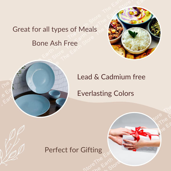 Sky Blue Matte Ceramic 2 Dinner Plates - The Earth Store - Dinnerware