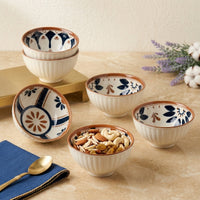 Blue Oriental Ceramic Bowl Set of 6 - 300ml