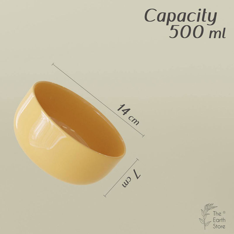 Solid Mustard Color Ceramic Bowl Set Of 4 - The Earth Store - Bowl